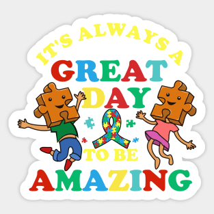 Great Day Puzzle Pieces Autism Awareness Sticker